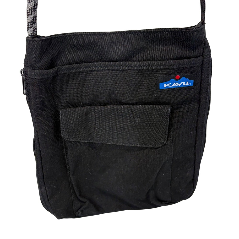 Kavu Crossbody Bag Women Small Black Expandable Canvas Rope Strap 12x10